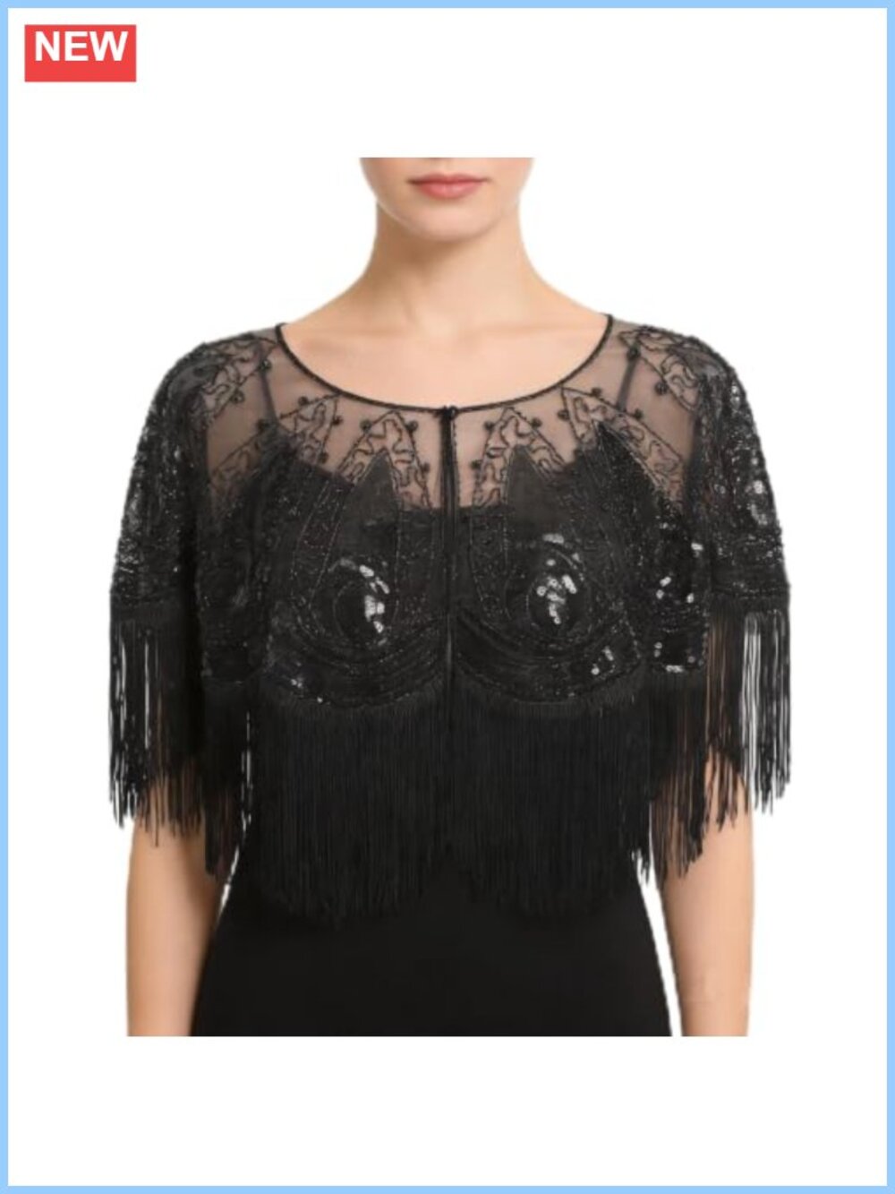 1920s Shawl Wraps Sequin Beaded Flapper Fringe Evening Dress Party